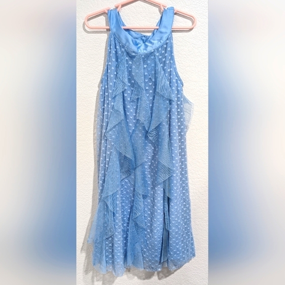 Disney Princess Size M (10/12) Light Blue Heart Lace Ruffle Cinderella Dress - Picture 1 of 9